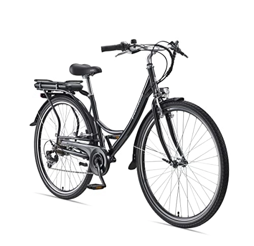 Elektrofahrräder : Teutoburg Senne Pedelec Citybike leicht Elektrofahrrad, 28 Zoll, mit 7-Gang Shimano Kettenschaltung, 250W und 10, 4 Ah / 36 V Lithium-Ionen-Akku