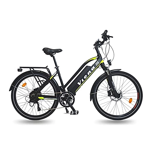Elektrofahrräder : URBANBIKER Trekking E Bike Viena Gelb 28". Motor 250W, herausnehmbarer Lithium Akku 840 WH (48v 17, 5Ah), für Damen und Herren, All Terrain E-Bike