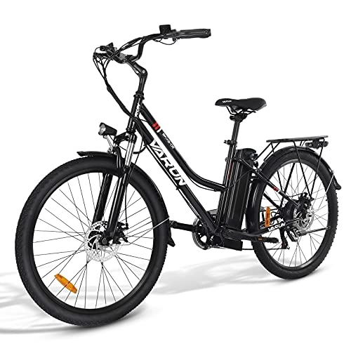 Elektrofahrräder : VARUN Damen Herren E-Bike 26 Zoll Elektrofahrrad Shimano 7 Gänge Pedelec Citybike mit 250W Motor 36V 10.4AH Lithium-Ionen-Akku E-Fahrrad für Erwachsene (Schwarz)