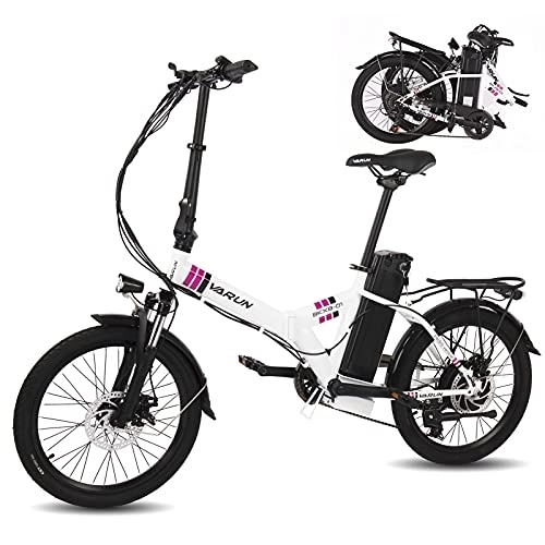 Elektrofahrräder : VARUN E Bike Klappbar 20"*1.95" / 4.0" mit 250W Motor 25km / h und 36V 10, 4Ah / 48V 12.5Ah Abnehmbarer Lithium-Ionen-Akku City E-Bike Shimano 7 Gang-Schaltung Mit CE-Zertifizierung EU-konform