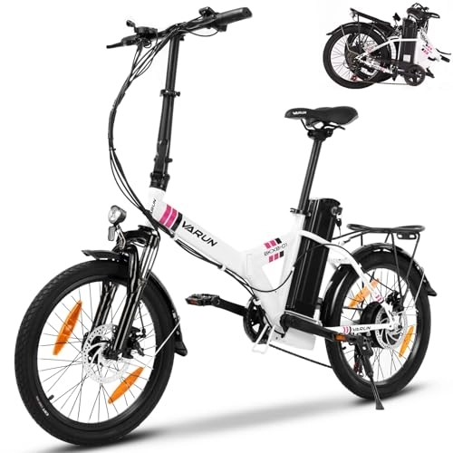 Elektrofahrräder : VARUN E-Bike Klappbar, 20 Zoll E Klapprad mit 250W Motor 25km / h, 36V 10, 4Ah / 48V 12.5Ah Abnehmbarer Lithium-Ionen-Akku, City EBike mit Shimano 7 Gang-Schaltung für Herren Damen