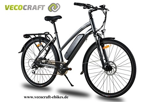 Elektrofahrräder : VecoCraft Athena 8 Elektrofahrrad, Damen, Trekking Bike, E-Bike, 36V 250W Shengyi Hintermotor, Farbe: grau (YS7782)