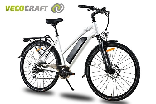 Elektrofahrräder : VecoCraft Athena 8 Elektrofahrrad, Damen, Trekking Bike, E-Bike, 36V 250W Shengyi Hintermotor, Farbe: weiß
