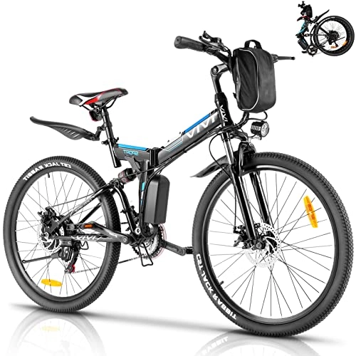 Elektrofahrräder : VIVI E-Bike 26" E-Mountainbike mit Abnehmbarer 36V 8Ah Akku 250W Motor 25km / h und Shimano 21-Gang Elektrofahrrad Ausdauer 50km Herren und Damen