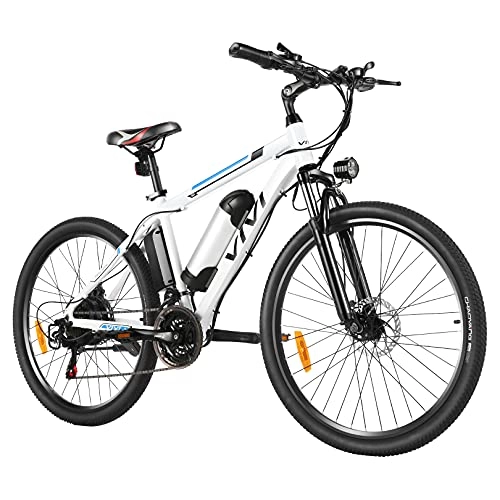 Elektrofahrräder : Vivi E Bike Elektrofahrrad E-Mountainbike 26 Zoll E-Bike Pedelec Elektrisches Fahrrad mit 36V 8AH / 10.4AH Lithium-Batterie und 21 Speed (8AH Blau und Weiß)