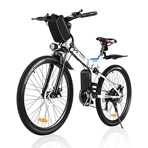 Elektrofahrräder : VIVI E-Bike Herren Elektrofahrrad, 26 Zoll Mountainbike Klappbar Elektrofahrrad, Shimano 21-Gang Elektrisches Fahrrad mit Abnehmbare 8Ah 36V Lithium-Ionen Batterie