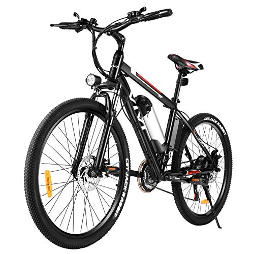 Elektrofahrräder : VIVI Ebike Elektrofahrrad E-Bike Herren Damen, 26 Zoll Pedelec Elektrisches Fahrrad E-Mountainbike mit Abnehmbarer 36V 8Ah Lithium-Batterie, 21-Gang Getriebe(Schwarz)