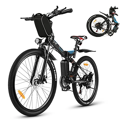 Elektrofahrräder : Vivi Elektrofahrrad E-Bike Herren und Damen，E-Bike Mountainbike, 36V 8Ah Lithium-Batterie und Shimano 21-Gang Schwarz