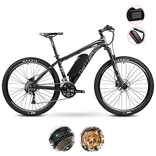 Elektrofahrräder : W&TT Elektrisches Mountainbike 36V 10.4A 27 Geschwindigkeiten E-Bike mit USB-Ladeschnittstelle und LCD Smart Meter, IP65 Wasserdichte Doppelscheibenbremsen Off-Road-Fahrrad, Gray, 27.5Inch