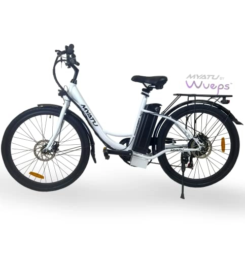Elektrofahrräder : Wueps E-Bike, Elektrofahrrad, 26", für Damen und Herren, Shimano-Schaltung, langlebiger Motor, reichweitenstarker Akku, hergestellt in der EU - 25 km / h | Scheibenbremsen, LED-Licht. (Weiß)