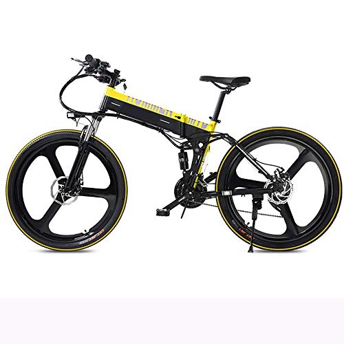 Elektrofahrräder : WuZhong F Zusammenklappbare elektrische Mountainbike-Power-Fahrrad 48V Lithium-Batterie Tragbares elektrisches Fahrrad Zweirad Erwachsene Reise Smart Battery Car