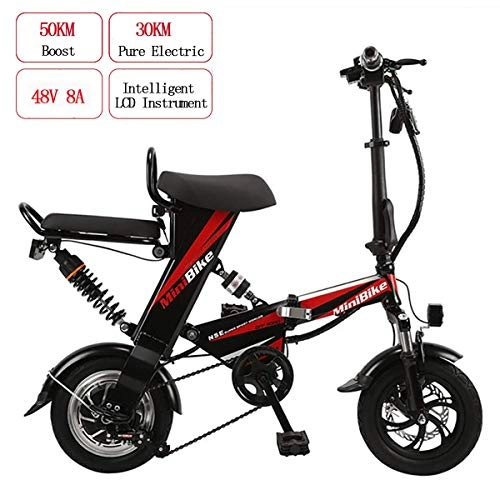 Elektrofahrräder : WYD Erwachsenes elektrisches Mountainbike, das E-Fahrrad 48V 8AH 350W Minidoppel mit Ausdauer 30KM und Höchstgeschwindigkeit 25km / h, doppelte Scheibenbremsen faltet, Black