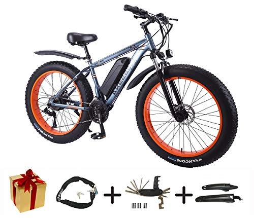 Elektrofahrräder : XCBY E-Mountainbike, E-Bike - 350W 36V Mountainbike 26 Zoll 27-Gang Fat Tire Snow Bike Abnehmbare Batterie Gray-50KM
