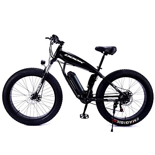 Elektrofahrräder : xianhongdaye 26-Zoll-Mountainbike-Fahrrad, elektrische Lithium-Batterie, leichte und fette Reifen, mechanische Scheibenbremsen vorne und hinten, Offroad-Fahrräder-schwarz