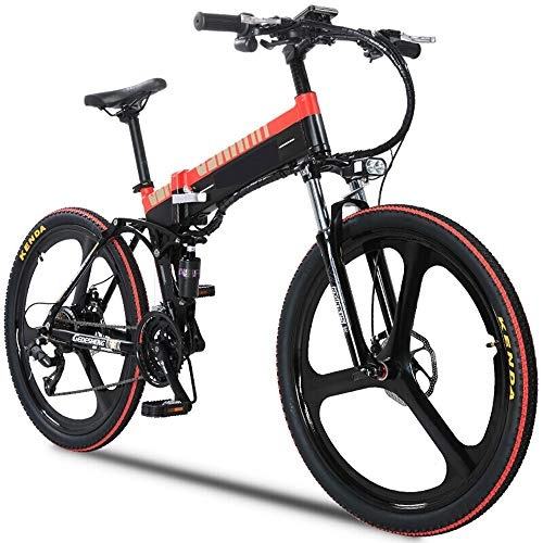 Elektrofahrräder : XMIMI Zusammenklappbare elektrische Mountainbike-Power-Fahrrad 48V Lithium-Batterie Tragbares elektrisches Fahrrad Zweirad Erwachsene Reise Smart Battery Car