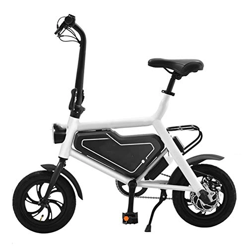 Elektrofahrräder : Y&WY Elektrofahrräder, Erwachsener Mini Elektroauto Klapp Fahrrad Lithium-Batterie Geschwindigkeitsanzeige Intelligent Elektro Scooter, White, Battery~6AH