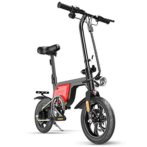Elektrofahrräder : YANGMAN-L Elektro-Faltrad, 36V 250W Motor 10.4Ah Batterie-elektrische Pendler Fahrrad Ebike mit 12-Zoll-Reifen, Rot