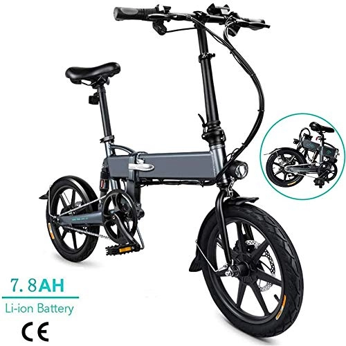 Elektrofahrräder : YDBET Folding Elektro-Bikes für Erwachsene 7.8AH 250W 16-Zoll-36V Leicht mit LED-Scheinwerfer und 3 Modi Geländefahrrad Ebike für Fitness