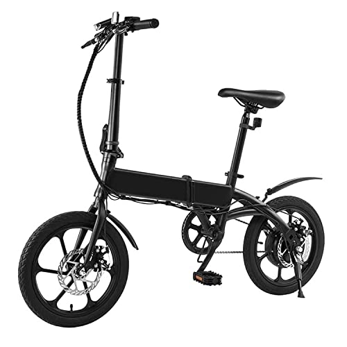 Elektrofahrräder : YONIS Mini-Elektro-Fahrrad, faltbar, 25 km / h, 250 W, Motorrad, 16 Zoll, Schwarz