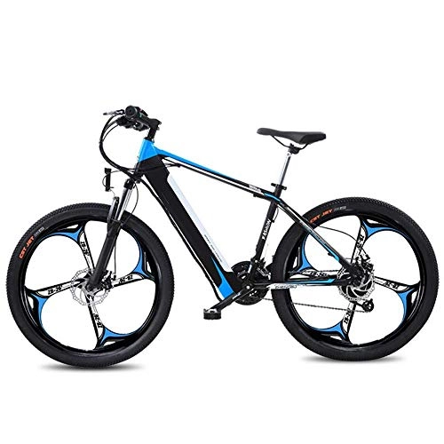 Elektrofahrräder : YOUSR Elektrische Mountainbike Fahrrad, Lithium Batterie Erwachsene Batterie Auto Fahrrad Schalt Servolenkung Roller EIN Rad Vier Messer Blue