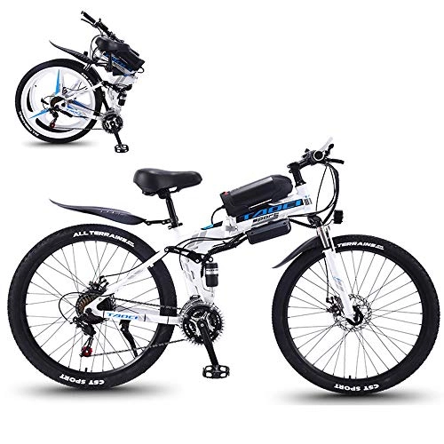 Elektrofahrräder : YSHUAI 26 '' Elektrofahrrad Elektrische Fahrräder Faltbares Mountainbike Für Erwachsene E-Bike 36V 350W 13AH Abnehmbare Lithium-Ionen Batterie Fat Tire Doppelscheibenbremsen LED-Licht, Weiß