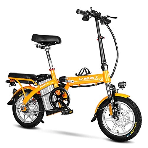 Elektrofahrräder : ZBB Zusammenklappbares Elektrofahrrad - tragbar und einfach im Wohnwagen zu verstauen Kurzes Aufladen des Wohnmobils mit abnehmbarem Lithium-Ionen-Akku und bürstenlosem für Erwachsene, Orange, 50to80KM