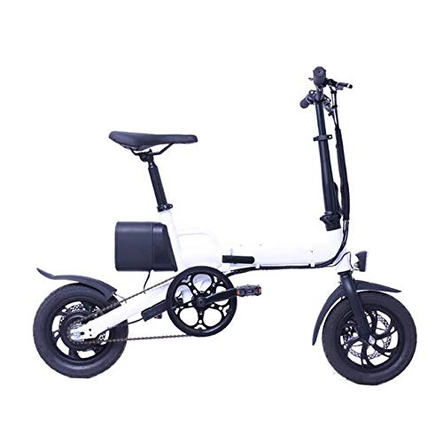Elektrofahrräder : Zusammenklappbares Elektrofahrrad, einstellbare Geschwindigkeit 12"Urban Bike, Reichweite 25 km, Batterie 36V / 6, 0 Ah 350 W, Adult Unisex, Weiß