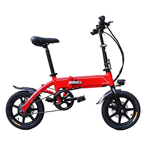 Elektrofahrräder : ZXCVB Elektrisches Fahrrad Das Erwachsenen Ultraleichten 14 Zoll 36V Mann-und Frauen-kleinen Leichten Vertrag Faltet, Red