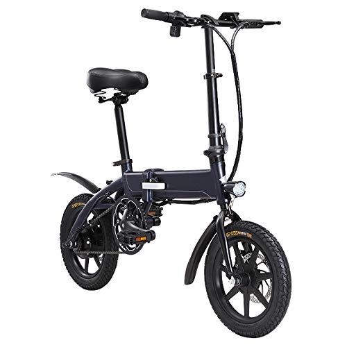 Elektrofahrräder : ZXCVB Faltbares Elektrisches Fahrrad Ultra Light Small Mini Adult Bicycle, Schwarz