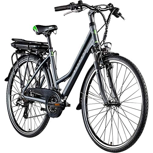 Elektrofahrräder : ZÜNDAPP Z802 E Bike Damen Trekking 155-185 cm Fahrrad 21 Gänge, bis 115 km, 28 Zoll Elektrofahrrad mit Beleuchtung und LED Display, Ebike Trekkingrad