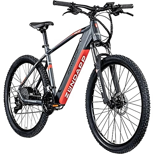 Elektrofahrräder : Zündapp Z808 E-Bike 27, 5 Zoll E-Mountainbike Fahrrad EMTB Hardtail 650B Pedelec Fahrrad Elektrofahrrad (schwarz / rot, 48 cm)