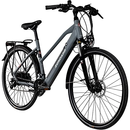 Elektrofahrräder : Zündapp Z810 Damen E-Bike Trekkingrad Pedelec E-Trekkingrad Fahrrad Trekking Bike StVZO (grau, 50 cm)