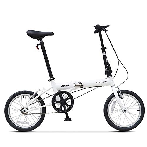 Falträder : 16-Zoll-Mini-Faltrad mit geringem Gewicht, Faltrad mit kleinen Rädern für Erwachsene, Männer, Frauen, Studenten und Kinder (Color : White, Size : 16in)