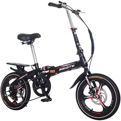 Falträder : 20"Faltrad mit Variabler Geschwindigkeit, Faltrad für Erwachsene und Kinder, 7-Gang-Getriebesystem, geringes Gewicht, leicht zu Falten, Sattel / Griff höhenverstellbar (Black)