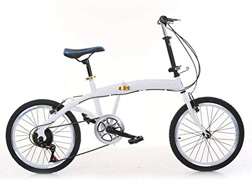 Falträder : 20 Zoll Weiß Faltrad Unisex Erwachsene Faltrad 7 Gang Schalthebel Doppel V Bremse Klappbar Variable Geschwindigkeit Freizeitfahrrad