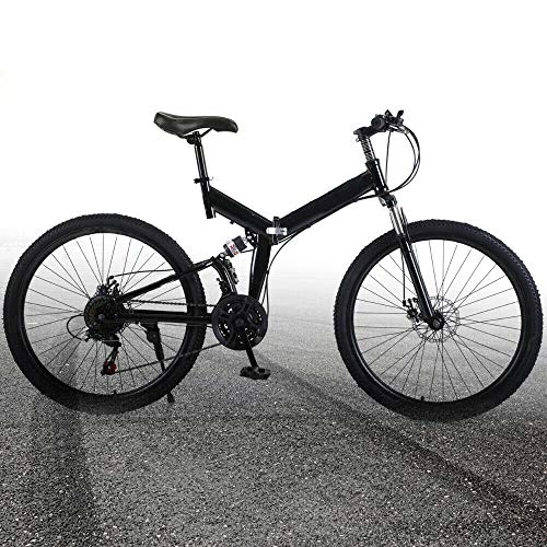 Falträder : 26” Klapprad Fahrrad 21 Gang Folding City Bike Einstellbare Sitzhöhe Faltrad Fahrräder bis 150 kg für Stadt und Camping, Schwarz