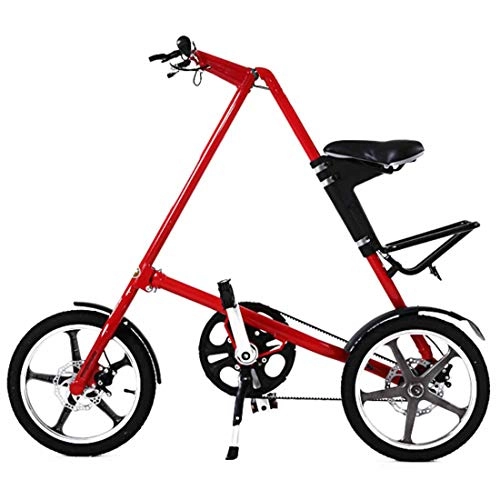 Falträder : Aluminiumlegierung Faltbares Fahrrad Erwachsene Fahrräder für Männer Frau Doppelscheibenbremssystem, Red, 14inches