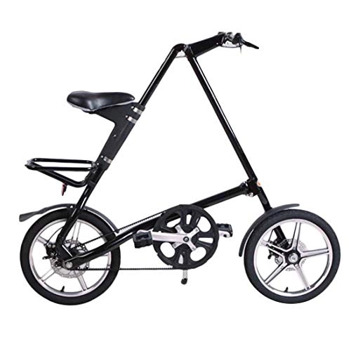 Falträder : Aluminiumlegierung Faltbares Fahrrad Erwachsene Fahrräder Für Männer Frau Doppelscheibenbremssystem, Schwarz, 14 inches