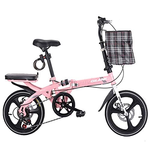 Falträder : ALUNVA 20inch Faltrad, Mini Leichtes Fahrrad, Für Erwachsene Männer Frauen Jugendliche, Hochgespannter Carbon-stahlrahmen-Pulver 16inch