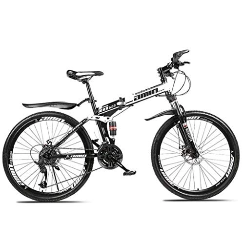 Falträder : AZYQ Mountainbike Falträder, 26 '30-Gang Doppelscheibenbremse Vollfederung Anti-Rutsch, Leichter Aluminiumrahmen, Federgabel, Weiß, C