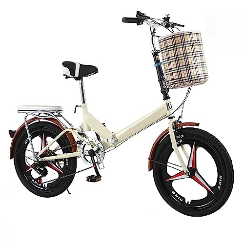 Falträder : BINTING Faltbares Fahrrad Klapprad 16 / 20 / 22 Zoll mit 7 Gängen tragbares Kohlenstoffstahl, für Erwachsene Stadt Und Camping, Vintage Gelb, 20in