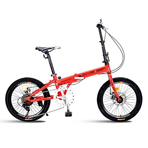 Falträder : Bxiao 20-Zoll-Faltrad, 7-Gang-Schler und -Studenten, ultraleichtes, tragbares Kinder-Faltrad fr Erwachsene (Color : Red, Size : 20 inches)