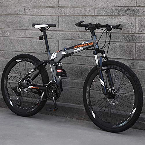 Falträder : CPY-EX Folding Mountain Bike 21 / 24 / 27 Geschwindigkeit Fahrrad Full Suspension MTB Faltbarer Rahmen 26" Speichen Hub, C, 24