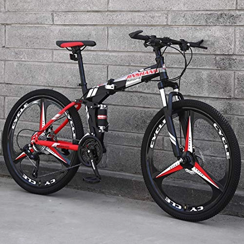 Falträder : CPY-EX Mountainbike, Folding Mountain Bike 21 / 24 / 27 Geschwindigkeit Fahrrad Full Suspension MTB Faltbarer Rahmen 26" 3 / 6 / 10 Spoke Wheels, A1, 27