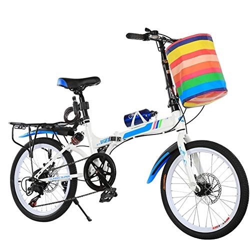 Falträder : D&XQX Folding Fahrrad, 20 Zoll Ultra Light Variable Speed ​​bewegliches Kleiner Schüler Fahrrad-Licht-Arbeit Erwachsener Frauen Male Folding Fahrrad, Blau