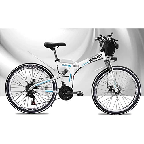 Falträder : Dapang 48V elektrisches Mountainbike, 26 Zoll Faltbares E-Bike mit 4.0"Fat Tires Speichenrädern, Premium Vollfederung, White