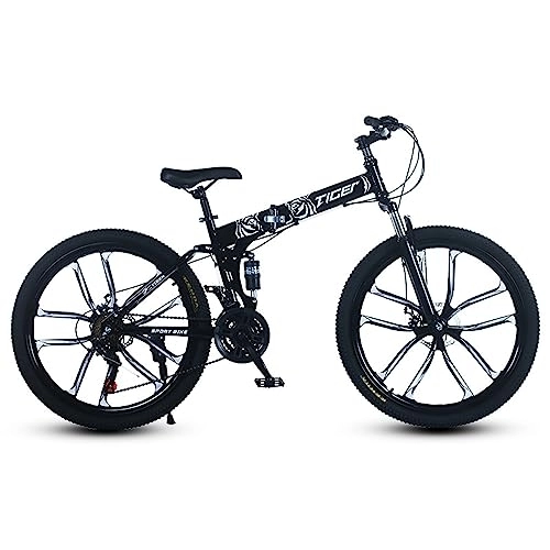 Falträder : Dxcaicc Faltbares Fahrrad 26 Zoll Klappfahrrad 21 Speed Gear Klapprad Quick-Fold Klappbares Mountainbike Faltrad für Erwachsene, Herren Damen, Schwarz