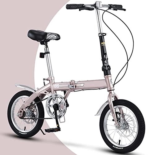 Falträder : Dxcaicc Klapprad Tragbares Fahrrad mit 6 Gängen 14 / 16 / 20 Zoll Hochwertiger Carbonstahlrahmen Erwachsenen-Portable-Fahrrad Stadtfahrrad, Beige, 16 inch