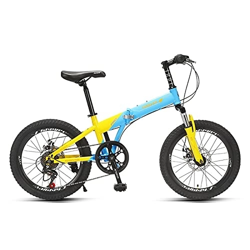 Falträder : Fahrrad, Faltbares Mountainbike, Männer Und Frauen Professionell 6 Geschwindigkeitszahnräder 20 Zoll Fahrrad, Hoher Kohlenstoffstahl Faltbarer Rahmen Doppelschichträder, Doppel(Size:20inch, Color:Blau)