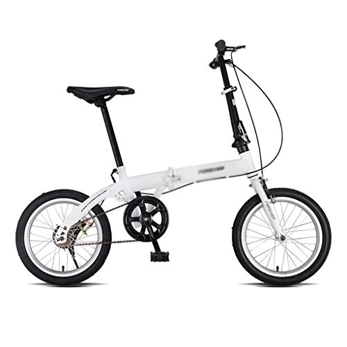 Falträder : Faltbare Fahrrad 16-Zoll-Bike Ultra Light Tragbare Fahrräder Student Bikes (Color : Weiß, Size : 16 inches)